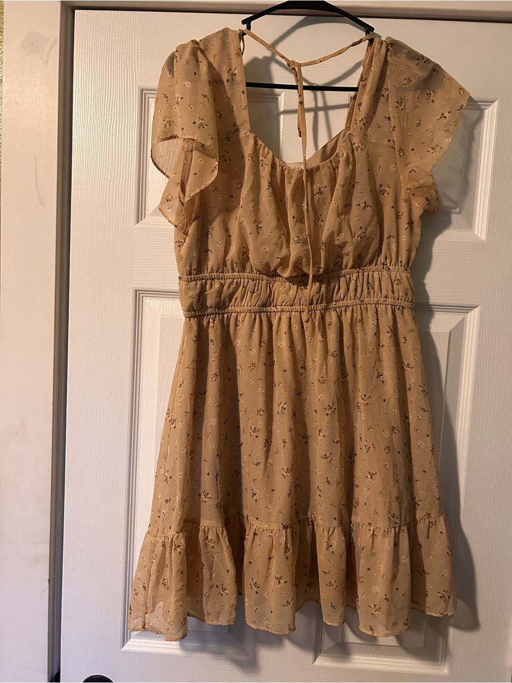 Women's Floral Ruffle Short Dress - Pale Pink